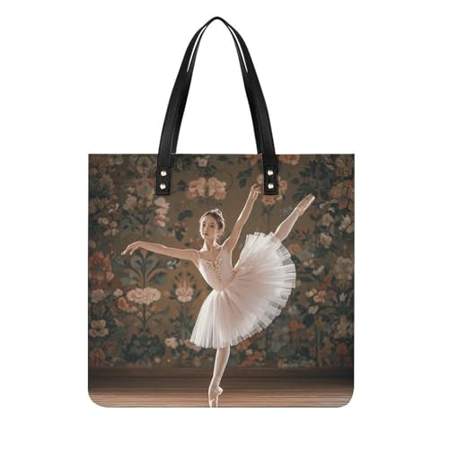 LPSADGF Ballerina-Tanz-Tragetasche für Damen, Lederhandtasche, Make-up-Tasche mit magnetischer Schnalle, Freizeittasche, Ballerina Dance, 39x39cm LPSADGF Ballerina-Tanz-Tragetasche für Damen, Lederhandtasche, Make-up-Tasche mit magnetischer Schnalle, Freizeittasche, Ballerina Dance, 39x39cm von LPSADGF