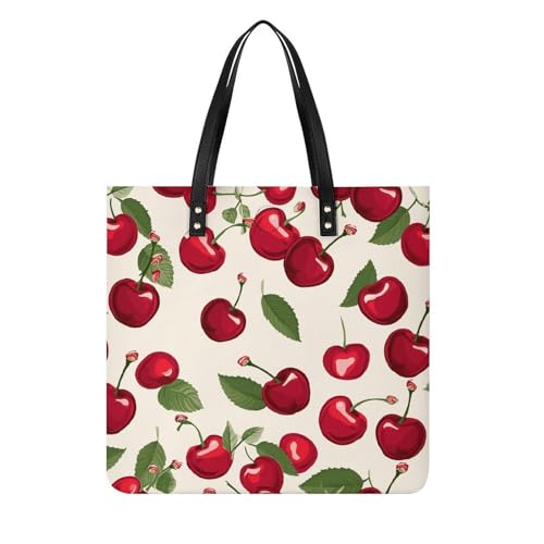 LPSADGF Ballerina-Tanz-Tragetasche für Damen, Lederhandtasche, Make-up-Tasche mit magnetischer Schnalle, Freizeittasche, Rotes Kirschmuster, 39x39cm LPSADGF Ballerina-Tanz-Tragetasche für Damen, Lederhandtasche, Make-up-Tasche mit magnetischer Schnalle, Freizeittasche, Rotes Kirschmuster, 39x39cm von LPSADGF