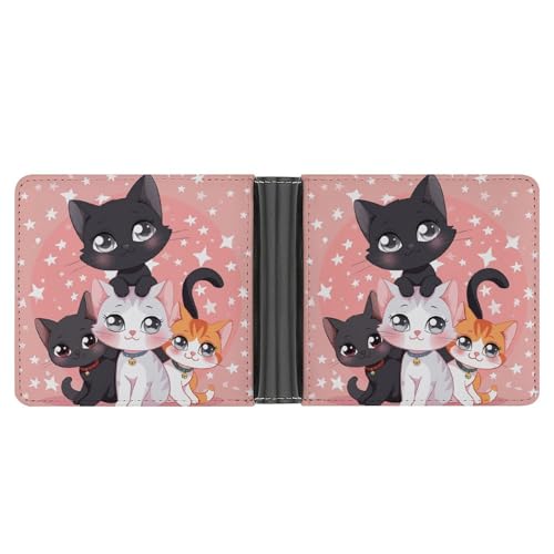 LPSADGF Border Collie Herren Geldbörse Leder Geldklammer Slim Passcase mit 6 Kartenfächern, 2 versteckten Taschen, Cartoon-Katze, Einheitsgröße, Modern von LPSADGF