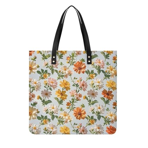 LPSADGF Bunte Mandala-Tragetasche für Damen, Lederhandtasche, Make-up-Tasche mit magnetischer Schnalle, Freizeittasche, Blume, 39x39cm von LPSADGF