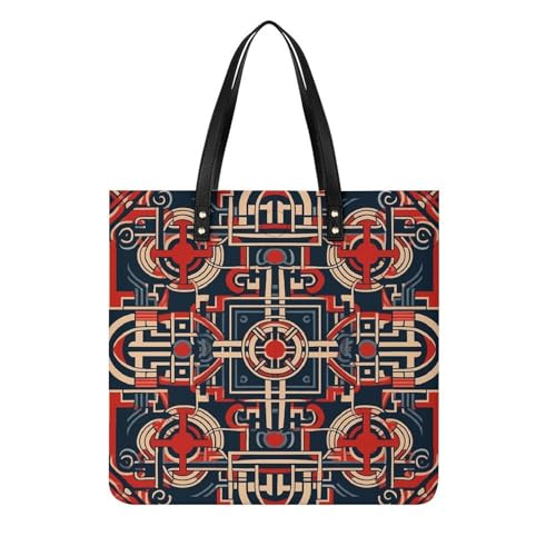 LPSADGF Bunte Tragetasche für Damen, Motiv: Frühling und Sommer, Blumenmuster, Lederhandtasche, Make-up-Tasche mit Magnetschnalle, Freizeittasche, Rotes Muster, 39x39cm LPSADGF Bunte Tragetasche für Damen, Motiv: Frühling und Sommer, Blumenmuster, Lederhandtasche, Make-up-Tasche mit Magnetschnalle, Freizeittasche, Rotes Muster, 39x39cm von LPSADGF