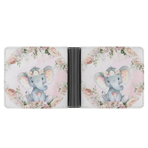 LPSADGF Caribbean Scenery Herren Geldbörse Leder Geldklammer Slim Passcase mit 6 Kartenfächern, 2 versteckten Taschen, Cute Elephant_80395810, One size, Modern von LPSADGF
