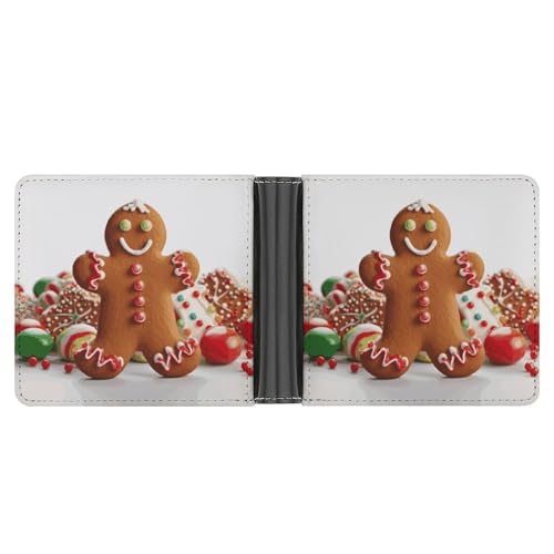 LPSADGF Caribbean Scenery Herren Geldbörse Leder Geldklammer Slim Passcase mit 6 Kartenfächern, 2 versteckten Taschen, Lebkuchenmann-Süßigkeit, One size, Modern von LPSADGF