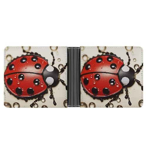 LPSADGF Caribbean Scenery Herren Geldbörse Leder Geldklammer Slim Passcase mit 6 Kartenfächern, 2 versteckten Taschen, Schöner Marienkäfer, One size, Modern von LPSADGF