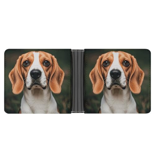 LPSADGF Cowboy Schwarz Hut Westernstiefel Herren Geldbörse Leder Geldklammer Slim Passcase mit 6 Kartenfächern, 2 versteckten Taschen, Beagle Dog, Einheitsgröße, Modern von LPSADGF