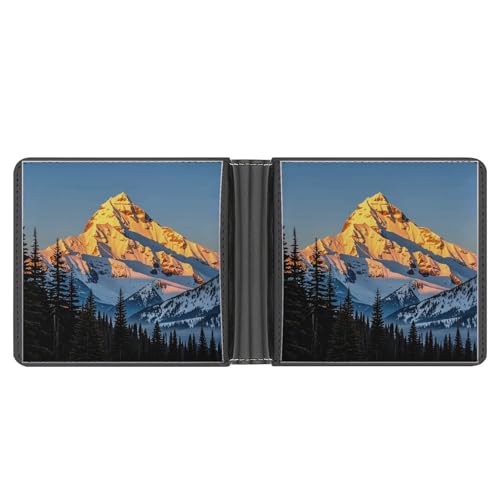 LPSADGF Cowboy Schwarz Hut Westernstiefel Herren Geldbörse Leder Geldklammer Slim Passcase mit 6 Kartenfächern, 2 versteckten Taschen, Bergkiefer-Aufdruck, Einheitsgröße, Modern von LPSADGF