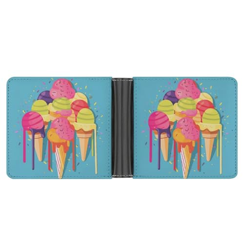 LPSADGF Fantasy Wolf Herren Geldbörse Leder Geldklammer Slim Passcase mit 6 Kartenfächern, 2 versteckten Taschen, Buntes Eis, One size, Modern von LPSADGF