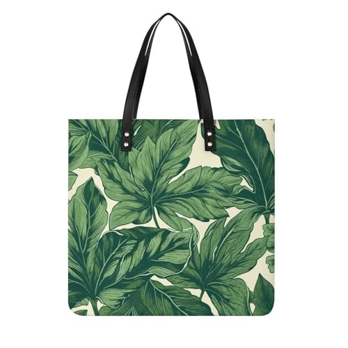 LPSADGF Gelbe graue Blumen-Tragetasche für Damen, Lederhandtasche, Make-up-Tasche mit magnetischer Schnalle, Freizeittasche, Green Foliage Botanical, 39x39cm LPSADGF Gelbe graue Blumen-Tragetasche für Damen, Lederhandtasche, Make-up-Tasche mit magnetischer Schnalle, Freizeittasche, Green Foliage Botanical, 39x39cm von LPSADGF