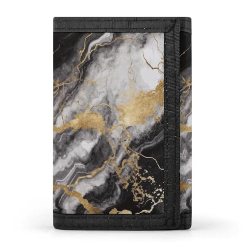 LPSADGF Geldbörse für Herren – Slim Trifold Wallet, Schwarz Weiß Gold Folie Marmor Geldklammer Münzbörse mit 8 Kreditkartenfächern, Schwarz-Weißgold-Folie, Marmor, Einheitsgröße, Modern von LPSADGF