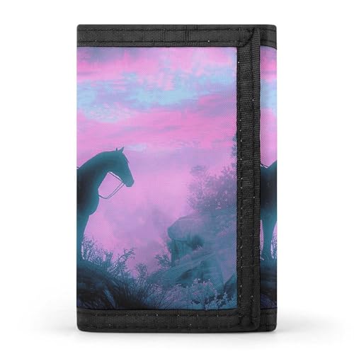 LPSADGF Geldbörse für Herren – Slim Trifold Wallet Geldscheinklammer Münzgeldbörse mit 8 Kreditkartenfächern, Reit-Silhouette, Einheitsgröße, Modern von LPSADGF