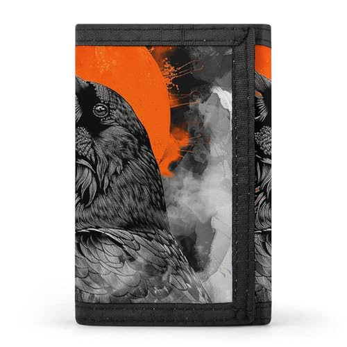LPSADGF Geldbörse für Herren - Slim Trifold Wallet Glatzenadler Geldklammer Münzbörse mit 8 Kreditkartenfächern, Krähe öffnet seinen Mund, Einheitsgröße, Modern von LPSADGF