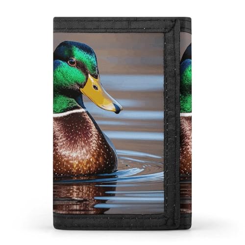 LPSADGF Geldbörse für Herren - Slim Trifold Wallet Glatzenadler Geldklammer Münzbörse mit 8 Kreditkartenfächern, Stockente, Einheitsgröße, Modern von LPSADGF