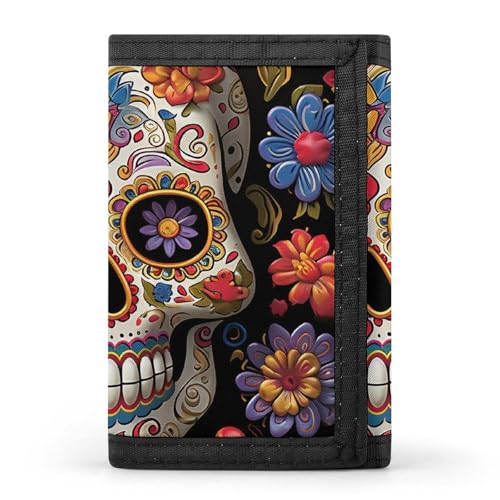 LPSADGF Geldbörse für Herren - Slim Trifold Wallet Glühwürmchen und Laterne Geldklammer Münzbörse mit 8 Kreditkartenfächern, Sugar Skulls, Einheitsgröße, Modern von LPSADGF