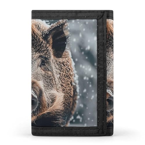 LPSADGF Geldbörse für Herren - Slim Trifold Wallet Mutter Bär und Sie Geldklammer Münzbörse mit 8 Kreditkartenfächern, Wildschwein, Einheitsgröße, Modern von LPSADGF