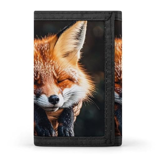 LPSADGF Geldbörse für Herren – Slim Trifold Wallet Running Track Sunset Geldklammer Münzbörse mit 8 Kreditkartenfächern, Funny Fox Creature Sleeping, Einheitsgröße, Modern von LPSADGF