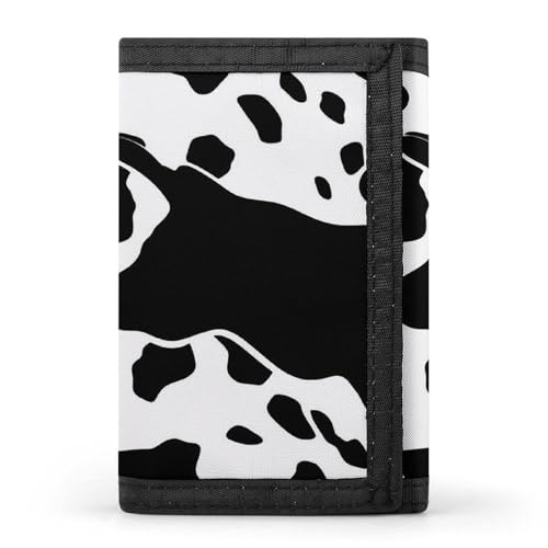 LPSADGF Geldbörse für Herren – Slim Trifold Wallet Running Track Sunset Geldklammer Münzbörse mit 8 Kreditkartenfächern, Schwarz-weißer Kuhdruck, Einheitsgröße, Modern von LPSADGF