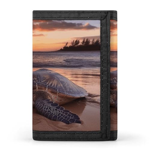LPSADGF Geldbörse für Herren - Slim Trifold Wallet Sea Turtle Money Clip Coin Purse with 8 Credit Card Holder, Meeresschildkröte Sonnenuntergang, Einheitsgröße, Modern von LPSADGF