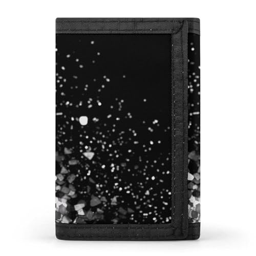 LPSADGF Geldbörse für Herren - Slim Trifold Wallet Snow Leopard Geldklammer Münzbörse mit 8 Kreditkartenfächern, Schwarz-weißer Glitzer., Einheitsgröße, Modern von LPSADGF