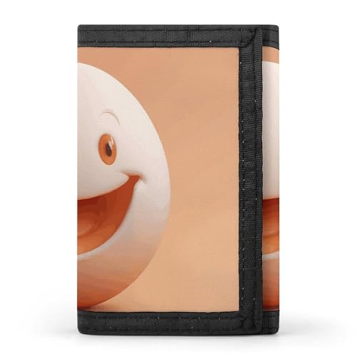 LPSADGF Geldbörse für Herren - Slim Trifold Wallet Snow Leopard Geldklammer Münzbörse mit 8 Kreditkartenfächern, Smiling Egg, Einheitsgröße, Modern von LPSADGF