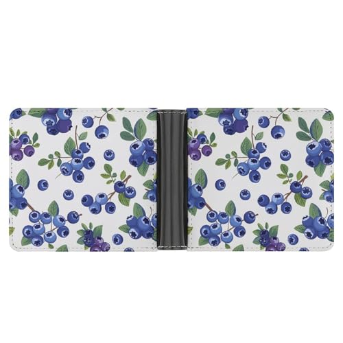 LPSADGF Gradient Watermelon Herren Geldbörse Leder Geldklammer Slim Passcase mit 6 Kartenfächern, 2 versteckten Taschen, Blaubeeren mit Blättern, Einheitsgröße, Modern von LPSADGF