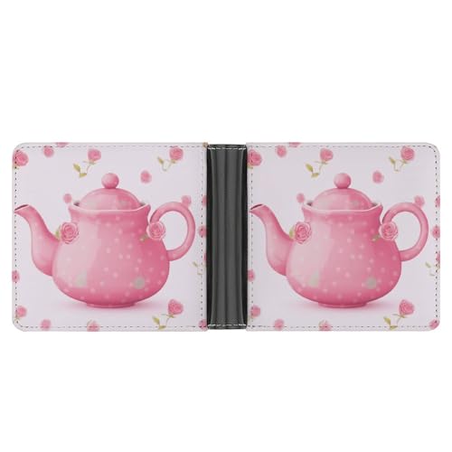 LPSADGF Gradient Watermelon Herren Geldbörse Leder Geldklammer Slim Passcase mit 6 Kartenfächern, 2 versteckten Taschen, Teekanne, Einheitsgröße, Modern von LPSADGF