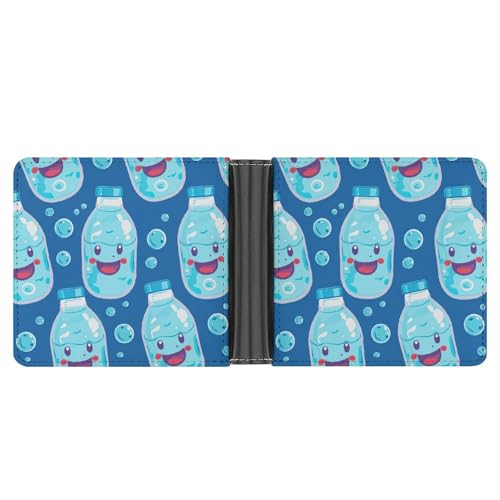 LPSADGF Gradient Watermelon Herren Geldbörse Leder Geldklammer Slim Passcase mit 6 Kartenfächern, 2 versteckten Taschen, Wasserflaschen-Muster, Einheitsgröße, Modern von LPSADGF