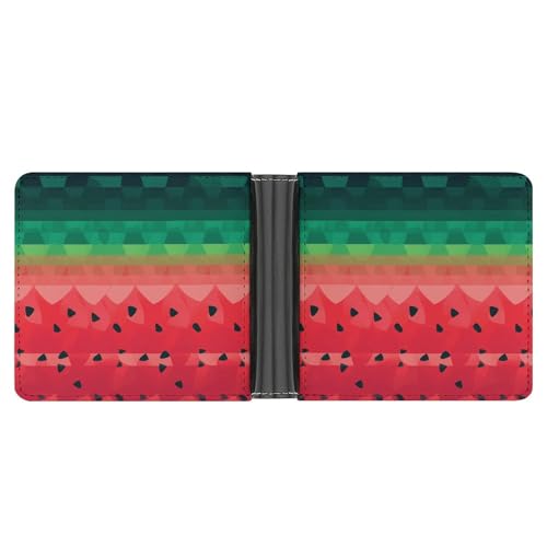 LPSADGF Gradient Watermelon Herren Geldbörse Leder Geldklammer Slim Passcase mit 6 Kartenfächern, 2 versteckten Taschen, Wassermelone mit Farbverlauf, Einheitsgröße, Modern von LPSADGF