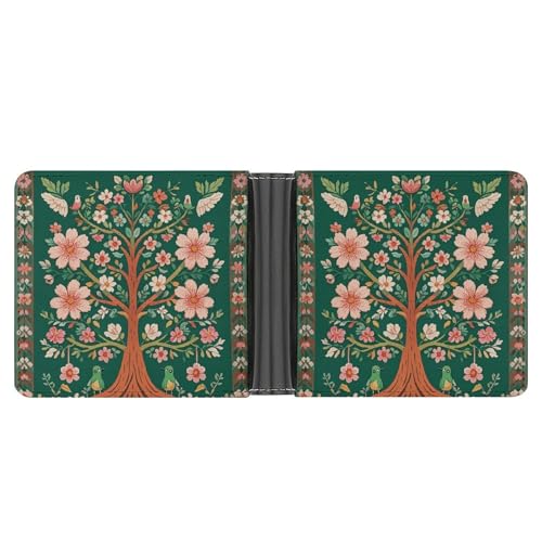 LPSADGF Green Tree of Life Herren Geldbörse Leder Geldklammer Slim Passcase mit 6 Kartenfächern, 2 versteckten Taschen, Grüner Baum des Lebens, Einheitsgröße, Modern von LPSADGF