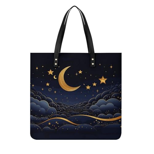 LPSADGF Grüne kleine Schnecken-Tragetasche für Damen, Lederhandtasche, Make-up-Tasche mit magnetischer Schnalle, Freizeittasche, Es gibt Sterne und Mond darauf, 39x39cm LPSADGF Grüne kleine Schnecken-Tragetasche für Damen, Lederhandtasche, Make-up-Tasche mit magnetischer Schnalle, Freizeittasche, Es gibt Sterne und Mond darauf, 39x39cm von LPSADGF