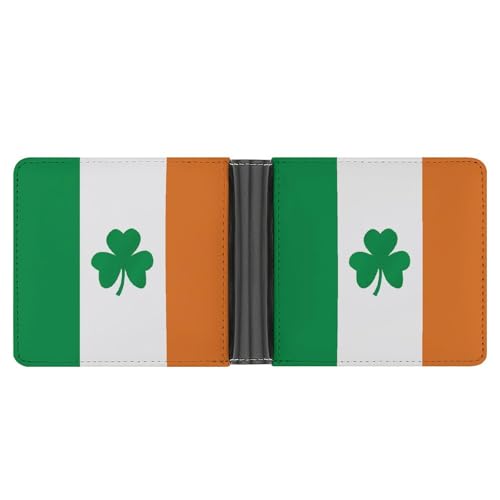 LPSADGF Happy Irish Holidays Herren Geldbörse Leder Geldklammer Slim Passcase mit 6 Kartenfächern, 2 versteckten Taschen, Happy Irish Holidays, Einheitsgröße, Modern von LPSADGF