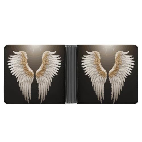 LPSADGF Herren-Geldbörse mit Geldscheinklammer aus Leder, mit 6 Kartenfächern, 2 versteckten Taschen, Engelsflügel, Einheitsgröße, Modern von LPSADGF