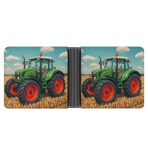 LPSADGF Herren-Geldbörse mit Geldscheinklammer aus Leder, mit 6 Kartenfächern, 2 versteckten Taschen, Fantasy Farm Traktor, Einheitsgröße, Modern von LPSADGF
