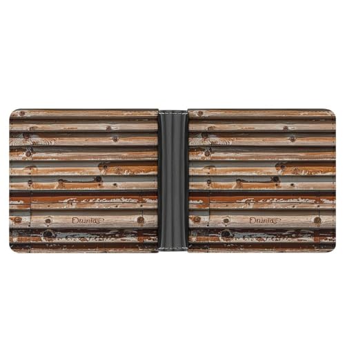 LPSADGF Holzbrett Arrangement Herren Geldbörse Leder Geldklammer Slim Passcase mit 6 Kartenfächern, 2 versteckten Taschen, Holzbrett-Arrangement, Einheitsgröße, Modern von LPSADGF