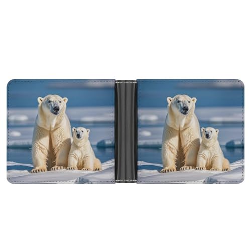 LPSADGF Indigene Menschen und Wölfe Herren Geldbörse Leder Geldklammer Slim Passcase mit 6 Kartenfächern, 2 versteckten Taschen, 2 Eisbären, Einheitsgröße, Modern von LPSADGF