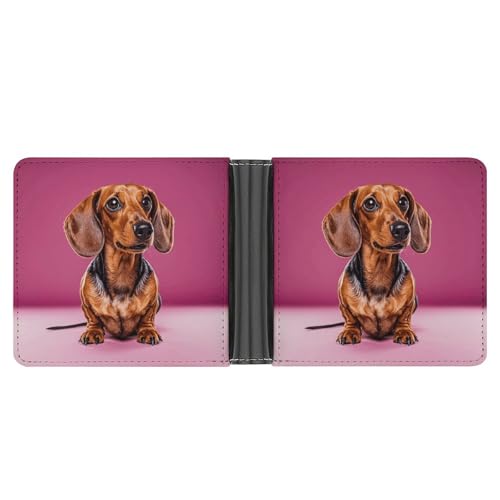 LPSADGF Italien toskanische Herren Geldbörse Leder Geldklammer Slim Passcase mit 6 Kartenfächern, 2 versteckten Taschen, Dackel Weiner Hund, Einheitsgröße, Modern von LPSADGF