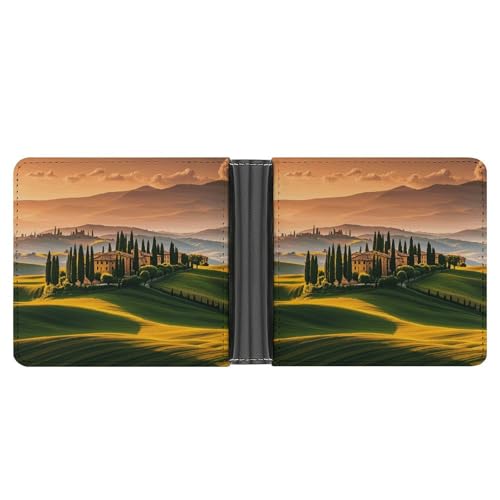 LPSADGF Italien toskanische Herren Geldbörse Leder Geldklammer Slim Passcase mit 6 Kartenfächern, 2 versteckten Taschen, Italien Toskana, Einheitsgröße, Modern von LPSADGF