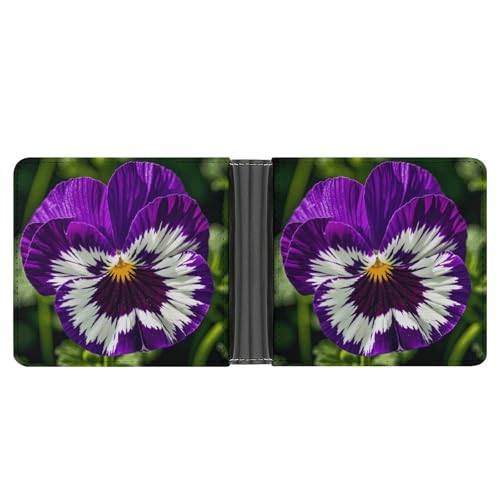 LPSADGF Italien toskanische Herren Geldbörse Leder Geldklammer Slim Passcase mit 6 Kartenfächern, 2 versteckten Taschen, Stiefmütterchen Perfection, Einheitsgröße, Modern von LPSADGF