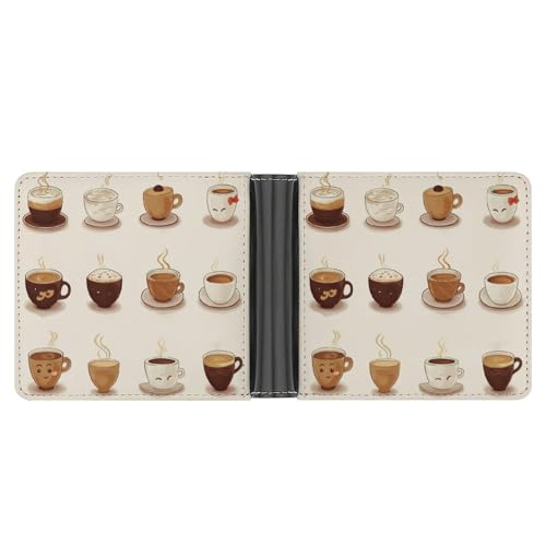 LPSADGF Lighthouse Herren Geldbörse Leder Geldklammer Slim Passcase mit 6 Kartenfächern, 2 versteckten Taschen, Kaffee-Kollektion, Einheitsgröße, Modern von LPSADGF