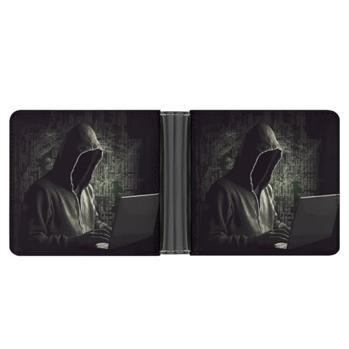 LPSADGF New York City Skyline Herren Geldbörse Leder Geldklammer Slim Passcase mit 6 Kartenfächern, 2 versteckten Taschen, Hacker, Einheitsgröße, Modern von LPSADGF