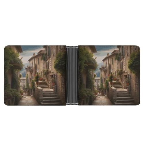 LPSADGF New York City Skyline Herren Geldbörse Leder Geldklammer Slim Passcase mit 6 Kartenfächern, 2 versteckten Taschen, Italien Toskana, Einheitsgröße, Modern von LPSADGF