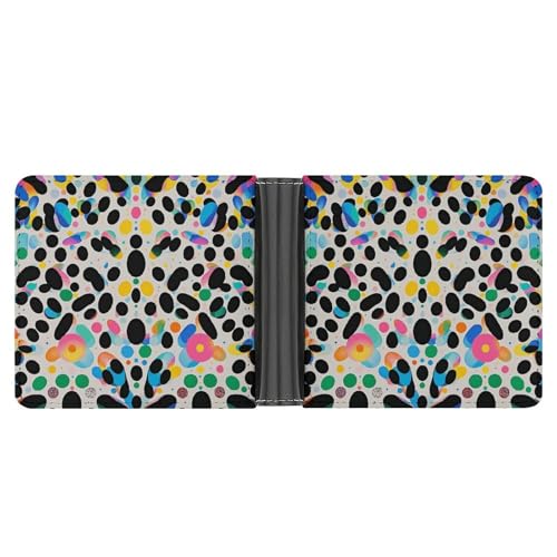 LPSADGF Poppy Flowers Herren Geldbörse Leder Geldklammer Slim Passcase mit 6 Kartenfächern, 2 versteckten Taschen, Glitzer, Regenbogen-Punkte, Einheitsgröße, Modern von LPSADGF