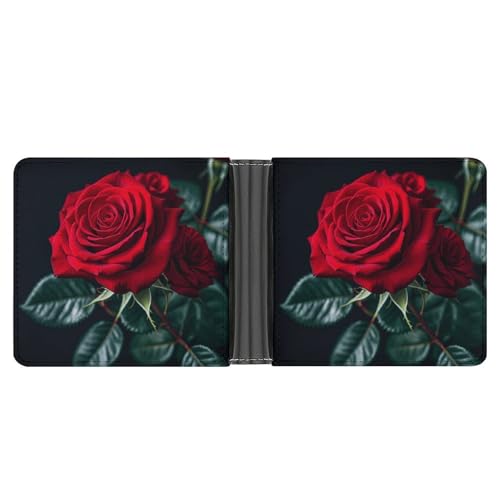 LPSADGF Punk Rock Kopfhörer Schädel Herren Geldbörse Leder Geldklammer Slim Passcase mit 6 Kartenfächern, 2 versteckten Taschen, Rote Rose, schwarzer Hintergrund, Einheitsgröße, Modern LPSADGF Punk Rock Kopfhörer Schädel Herren Geldbörse Leder Geldklammer Slim Passcase mit 6 Kartenfächern, 2 versteckten Taschen, Rote Rose, schwarzer Hintergrund, Einheitsgröße, Modern von LPSADGF