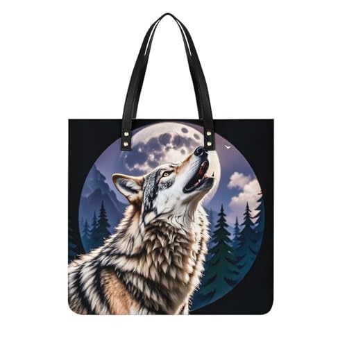 LPSADGF Punk Rock Kopfhörer Totenkopf Tote Taschen für Frauen Leder Handtasche Make-up Tasche mit Magnetschnalle Design Casual Bag, Wölfe, 39x39cm LPSADGF Punk Rock Kopfhörer Totenkopf Tote Taschen für Frauen Leder Handtasche Make-up Tasche mit Magnetschnalle Design Casual Bag, Wölfe, 39x39cm von LPSADGF