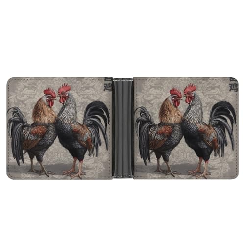 LPSADGF Red Eyed Tree Frog Herren Geldbörse Leder Geldklammer Slim Passcase mit 6 Kartenfächern, 2 versteckten Taschen, Hahnmuster, Einheitsgröße, Modern von LPSADGF