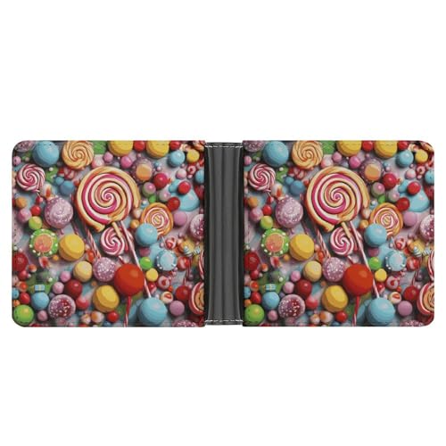 LPSADGF Red Eyed Tree Frog Herren Geldbörse Leder Geldklammer Slim Passcase mit 6 Kartenfächern, 2 versteckten Taschen, candy, Einheitsgröße, Modern von LPSADGF