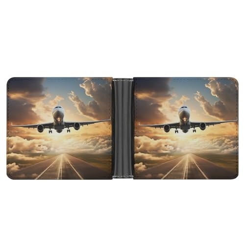 LPSADGF Schwarzes Arabisches Pferd Herren Geldbörse Leder Geldklammer Slim Passcase mit 6 Kartenfächern, 2 versteckten Taschen, Flugzeig, Einheitsgröße, Modern von LPSADGF