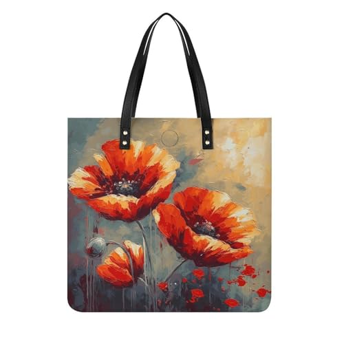 LPSADGF Sea Sunset Flying Dragon Tote Bags for Women Leather Handbag Makeup Bag with Magnetic Buckle Design Casual Bag, Einfaches Blumen-Ölgemälde, 39x39cm LPSADGF Sea Sunset Flying Dragon Tote Bags for Women Leather Handbag Makeup Bag with Magnetic Buckle Design Casual Bag, Einfaches Blumen-Ölgemälde, 39x39cm von LPSADGF
