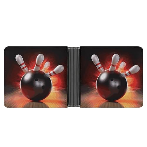 LPSADGF Sensenmann Herren Geldbörse Leder Geldklammer Slim Passcase mit 6 Kartenfächern, 2 versteckten Taschen, Bowlingball, Einheitsgröße, Modern von LPSADGF