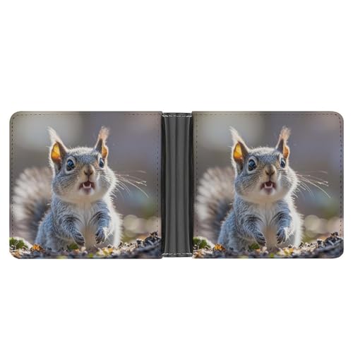 LPSADGF Sensenmann Herren Geldbörse Leder Geldklammer Slim Passcase mit 6 Kartenfächern, 2 versteckten Taschen, Lustiges, süßes Eichhörnchen, Einheitsgröße, Modern von LPSADGF