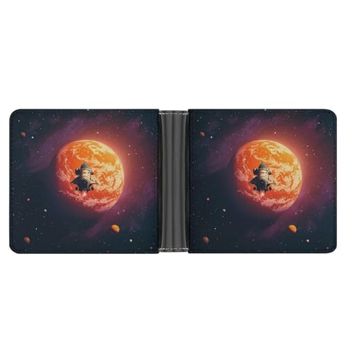 LPSADGF Shabby Chic Roses Herren Geldbörse Leder Geldklammer Slim Passcase mit 6 Kartenfächern, 2 versteckten Taschen, Sonnenuntergang im Weltraum, Einheitsgröße, Modern von LPSADGF